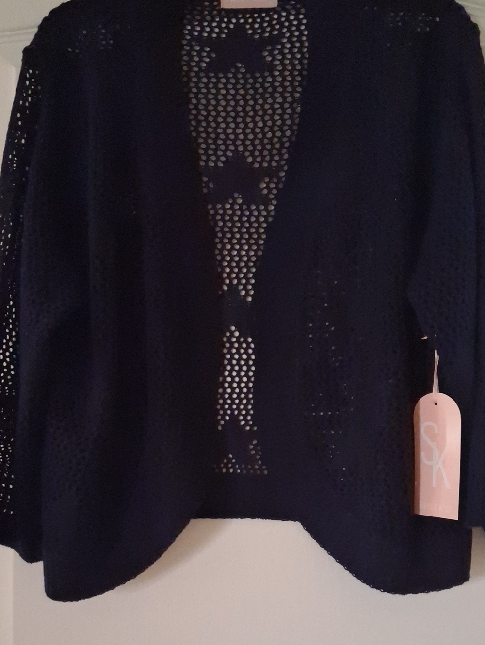 Open-Knit Black Women's Sweater Cardigan